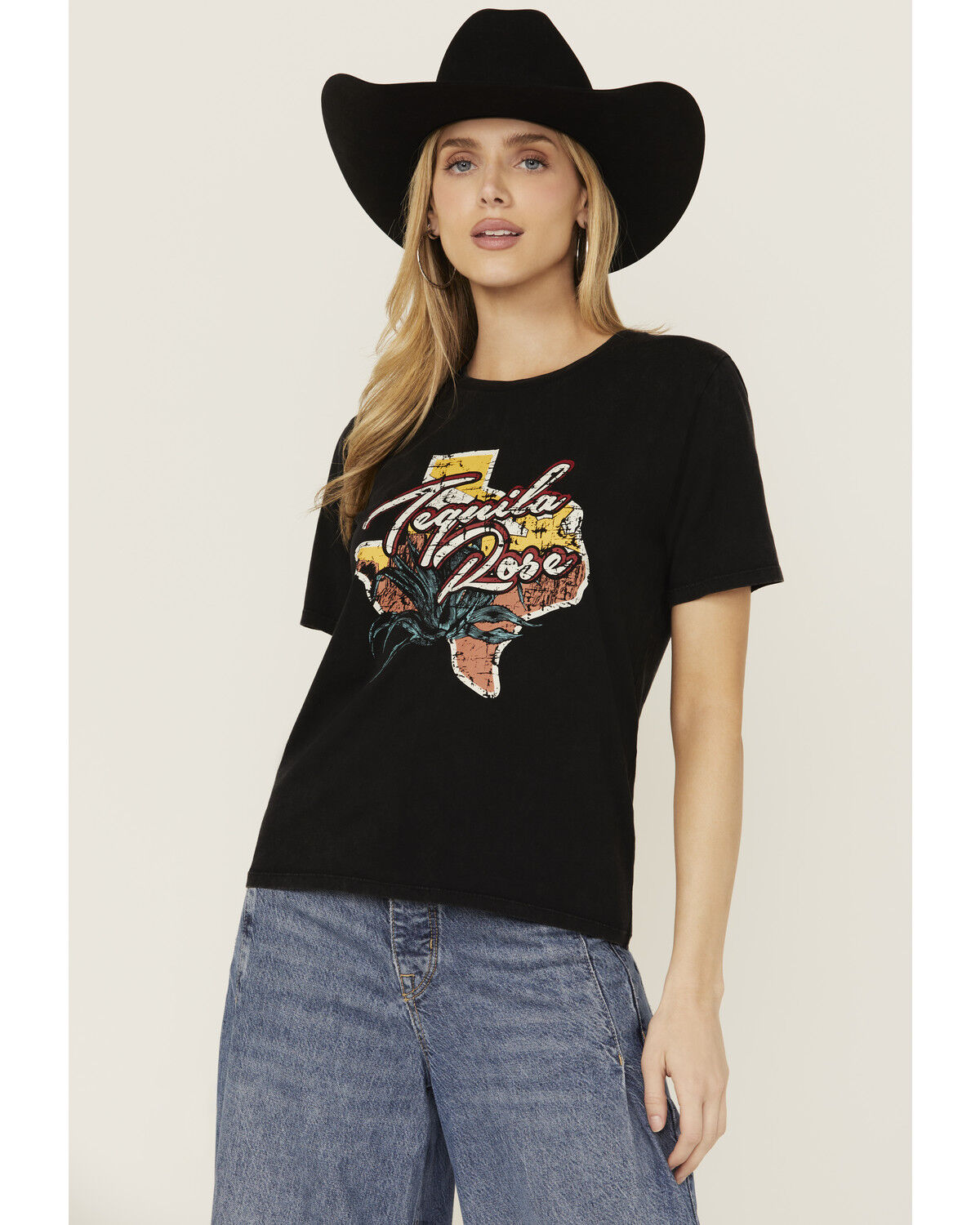 Image #1 - Rock & Roll Denim Women's Tequila Rose Short Sleeve Graphic Tee, Black, hi-res