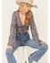 Image #1 - Wild Moss Women's Printed Tie Front Bell Sleeve Cropped Kimono, Brown, hi-res