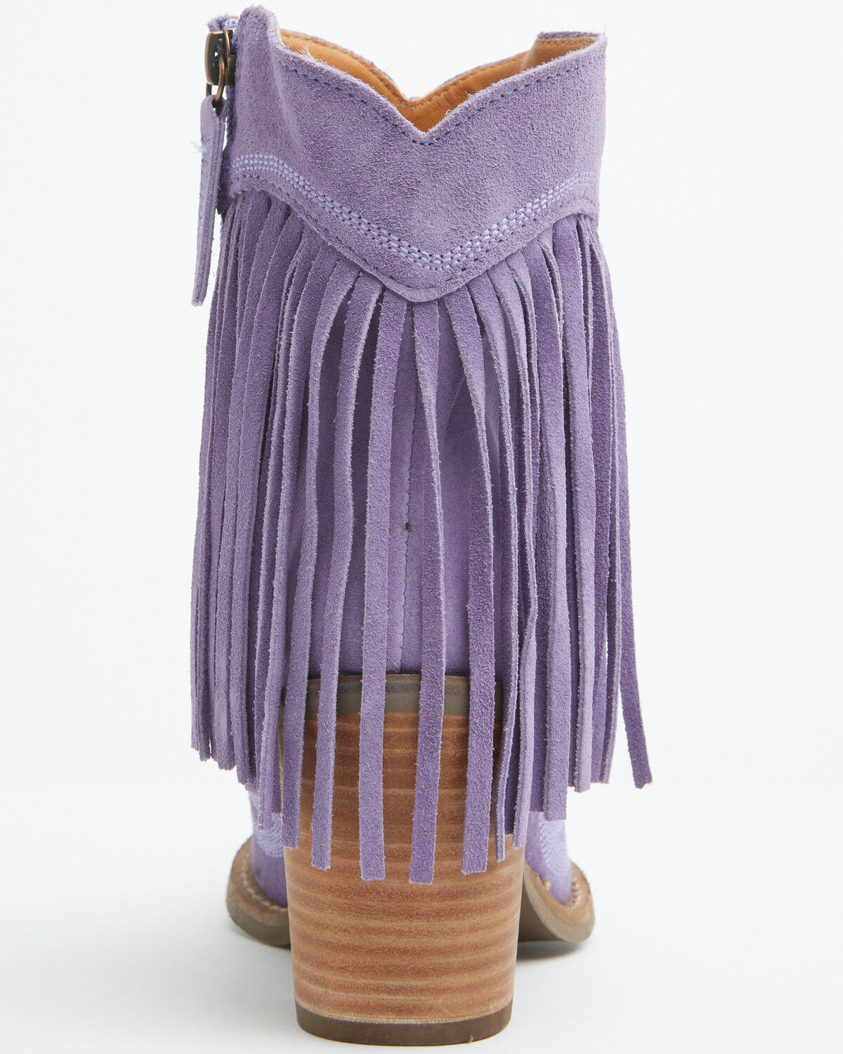 Image #5 - Dingo Women's Wild Sage Suede Fringe Western Booties - Round Toe, Purple, hi-res
