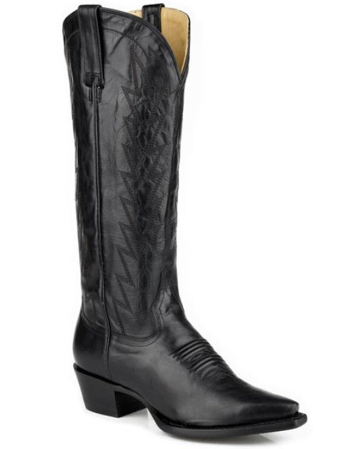 Image #1 - Stetson Women's Dove Tall Western Boots - Snip Toe, Black, hi-res