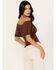 Image #4 - Shyanne Women's Puff Sleeve Smocked Bodice Top, Dark Brown, hi-res