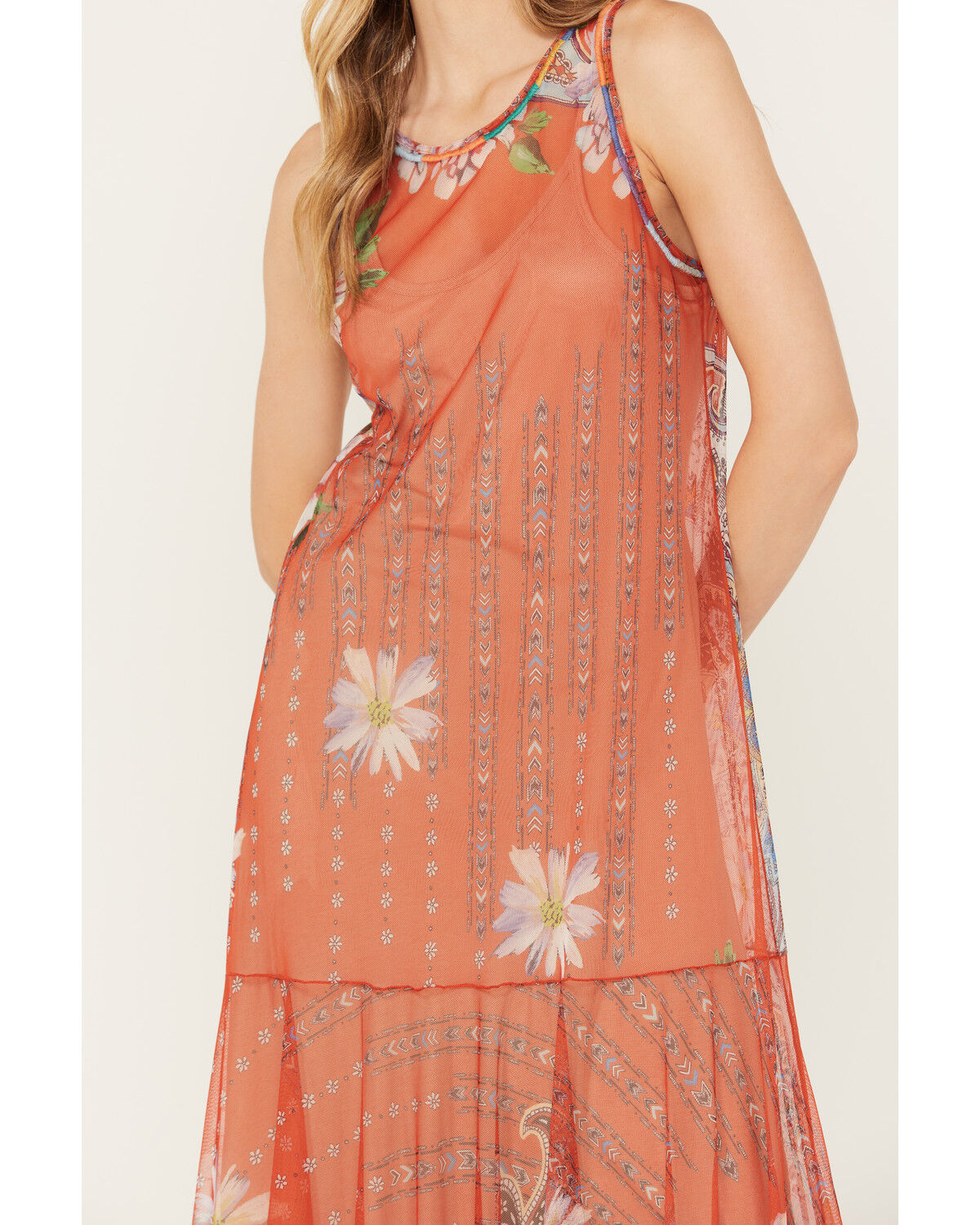 Image #3 - Johnny Was Women's Paisley Print Mesh Slip Maxi Dress, Multi, hi-res