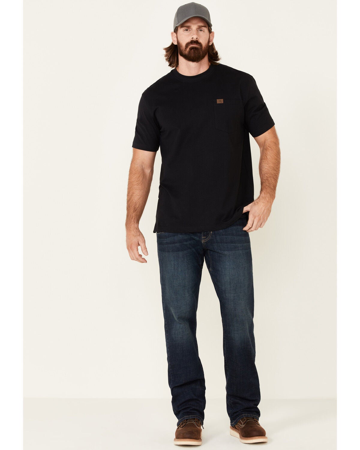 Hawx Men's Dark Wash Straight Stretch Denim Work Jeans, Indigo, hi-res