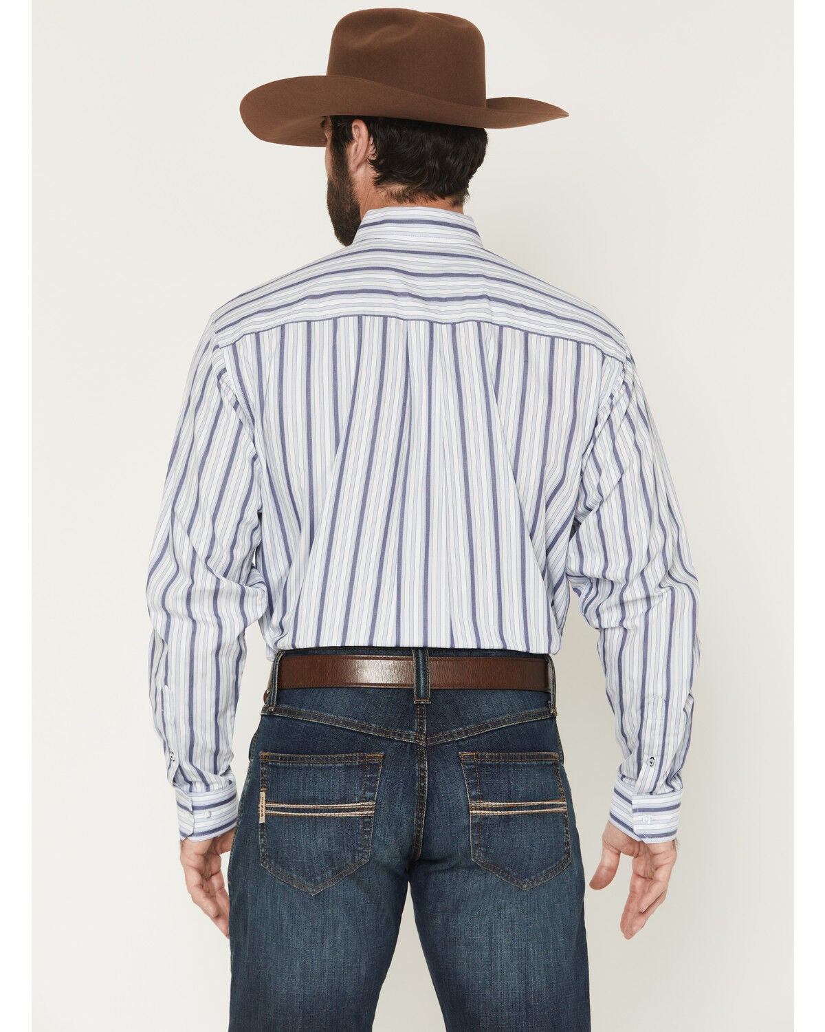 Image #4 - Cinch Men's Vertical Striped Long Sleeve Button-Down Western Shirt, Light Blue, hi-res