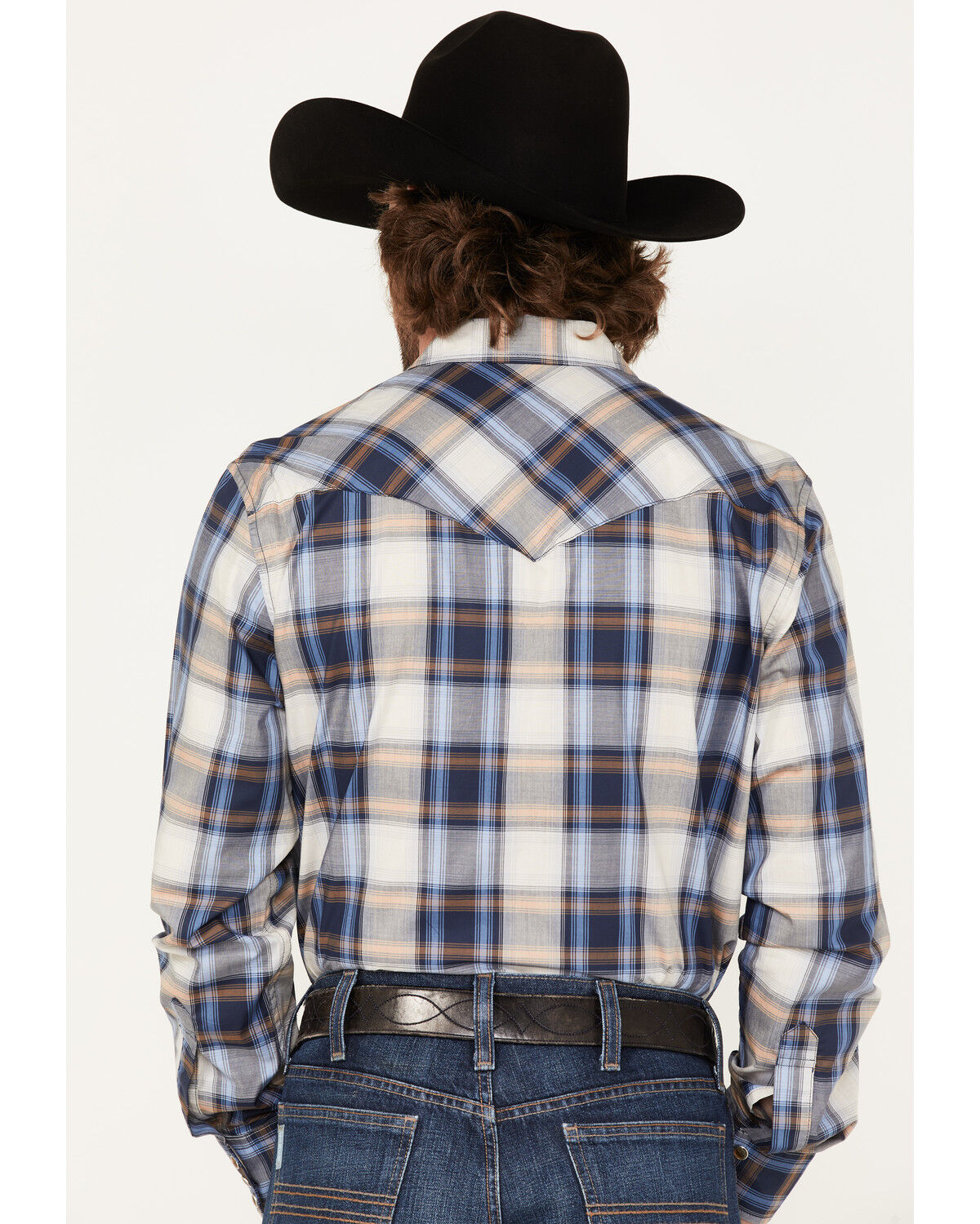 Image #4 - Pendleton Men's Bishop Large Ombre Plaid Long Sleeve Western Shirt, Navy, hi-res