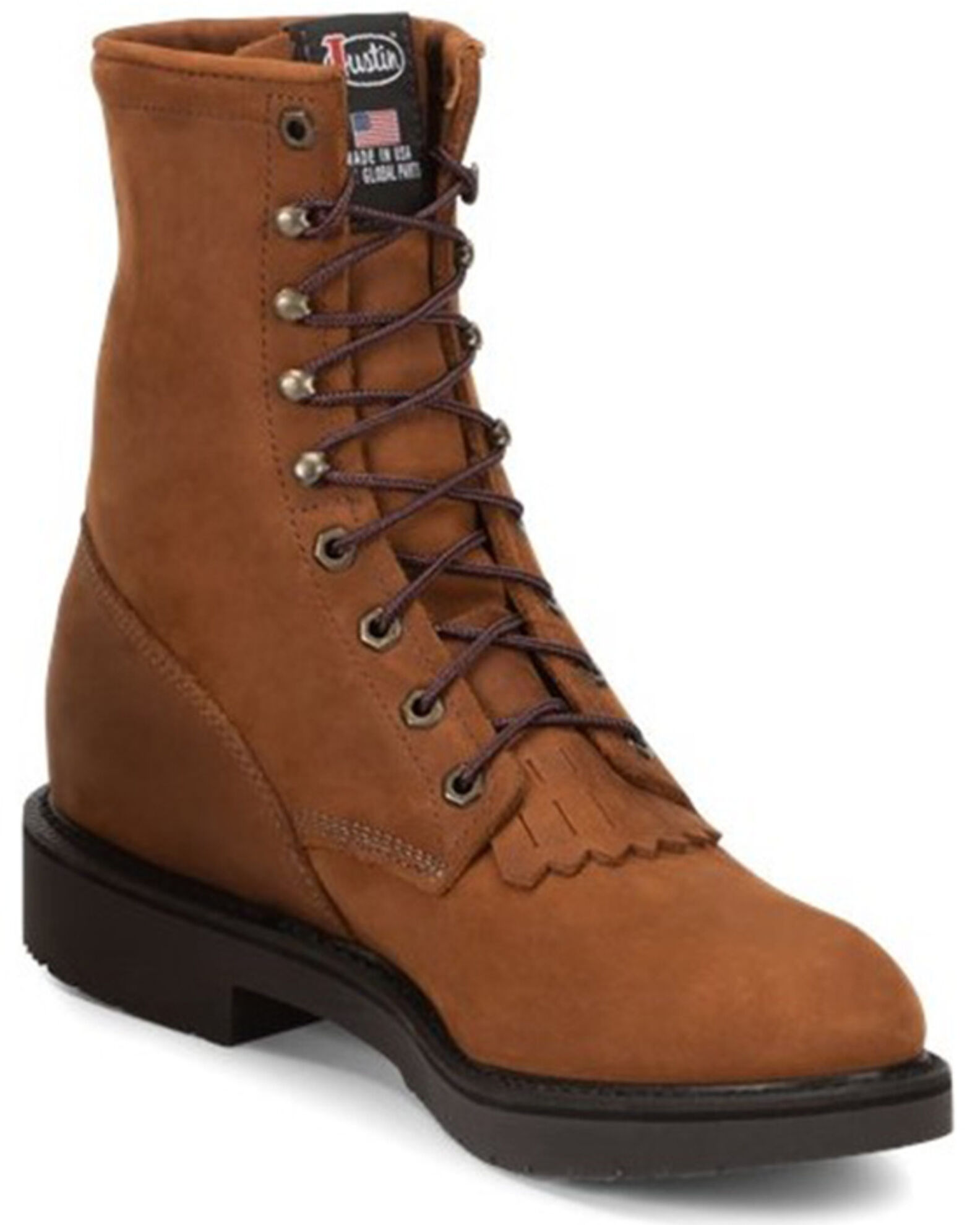 Justin square toe work boots lace up best sale