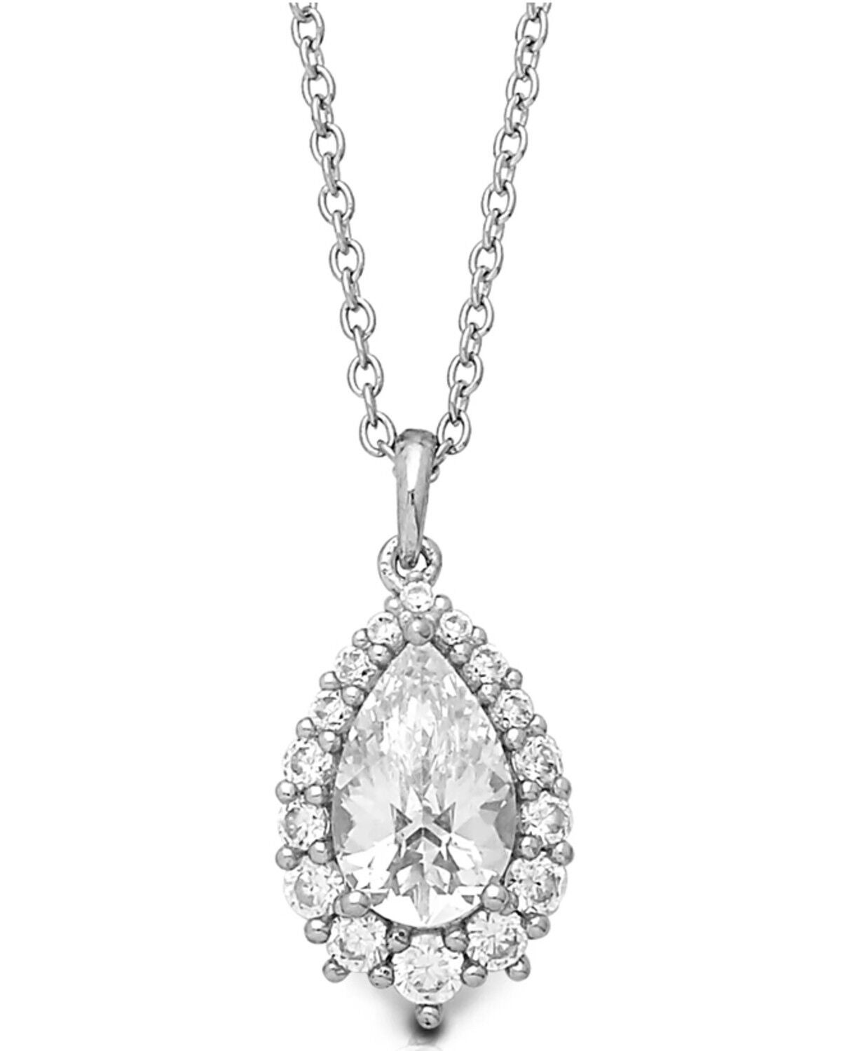 Image #1 - Kelly Herd Women's Silver Pear Halo Pendant Necklace, No Color, hi-res