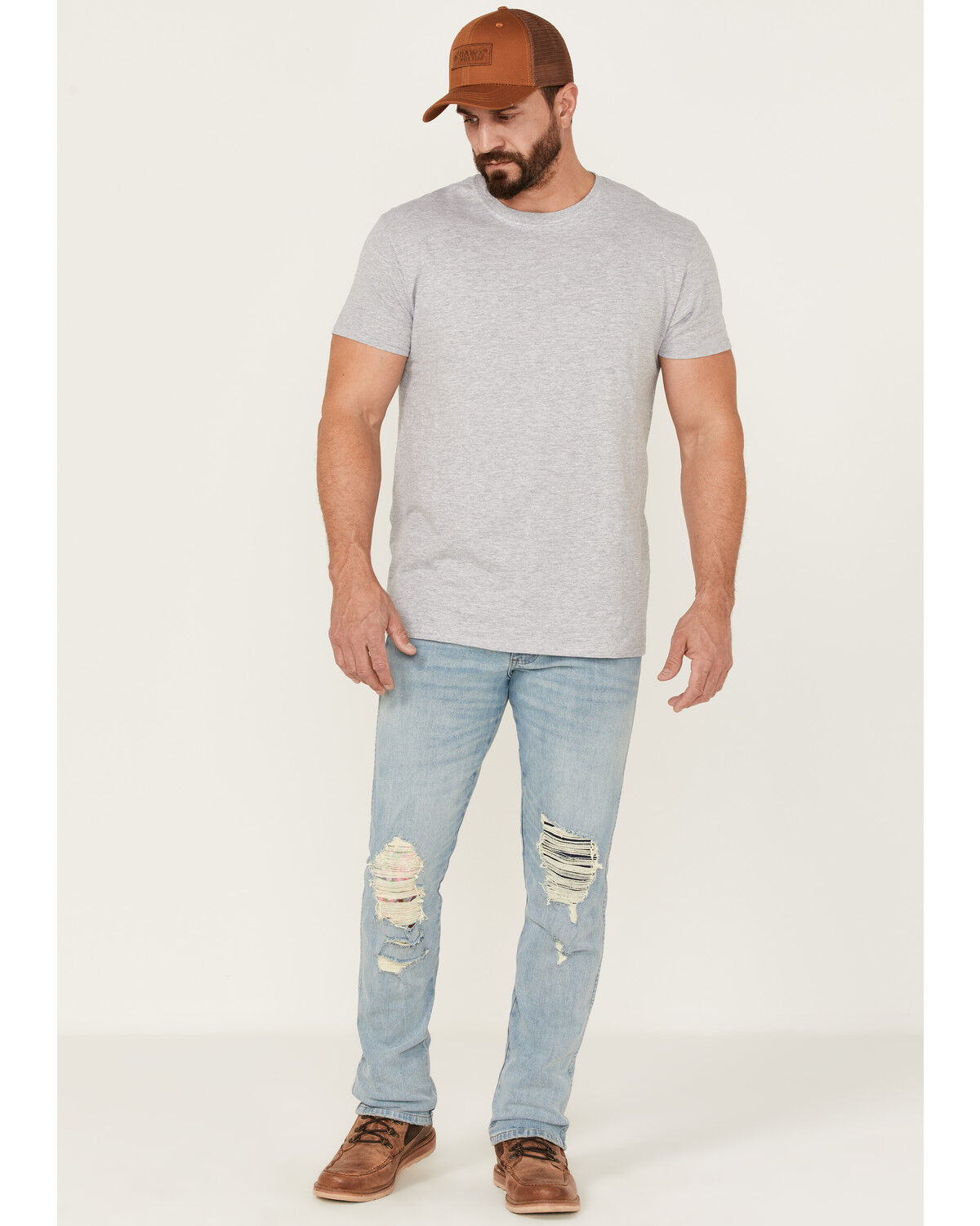 Image #1 - Wrangler X Fender Men's Greensboro Cowboy Rockstar Relic Distressed Regular Straight Jeans, Indigo, hi-res