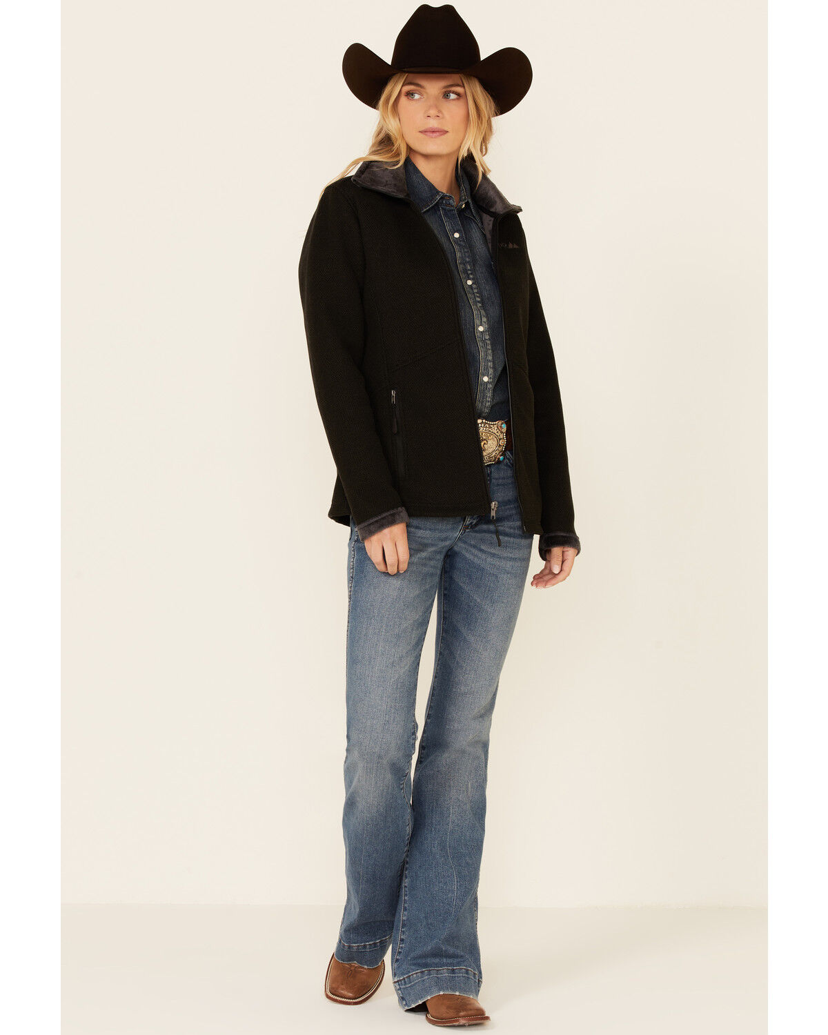 Image #2 - Powder River Outfitters Women's Solid Honeycomb Performance Zip-Front Jacket, , hi-res