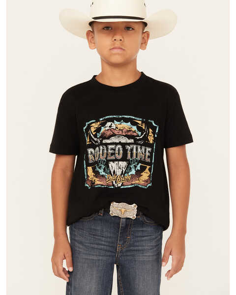 Rock & Roll Denim Boys' Dale Brisby Rodeo Time Short Sleeve Graphic T-Shirt, Black, hi-res