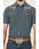 Image #3 - Cinch Men's Embroidered Americana Cowboy Short Sleeve Snap Western Shirt, Blue, hi-res
