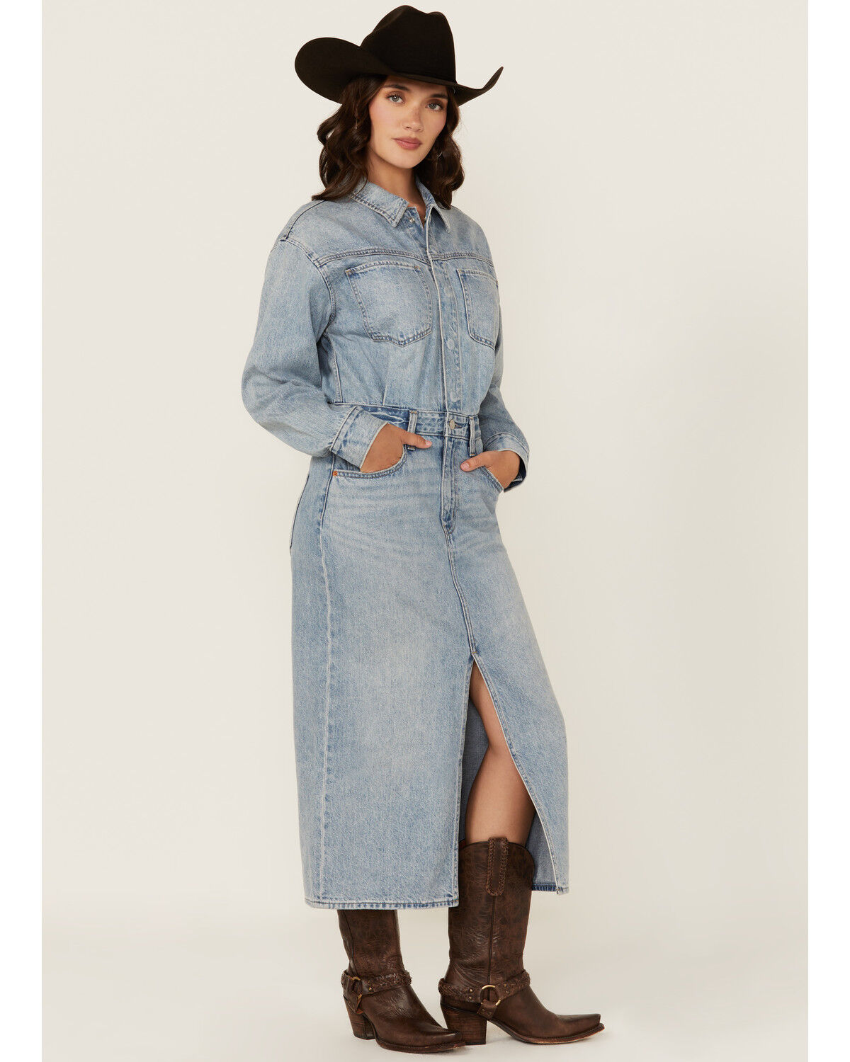 Image #2 - Levi's Premium Women's Light Wash Western Denim Midi Dress, Light Wash, hi-res