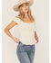 Image #1 - Wild Moss Women's Crochet Ribbed Knit Top, Ivory, hi-res
