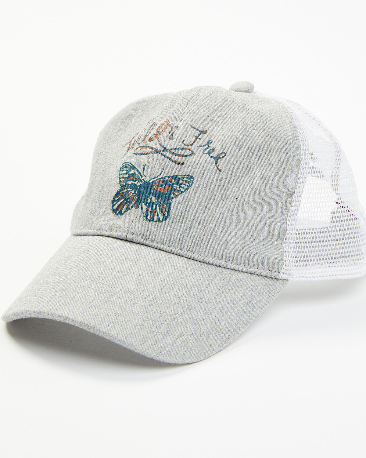 Image #1 - Shyanne Women's Wild & Free Butterfly Mesh-Back Ball Cap, Light Grey, hi-res