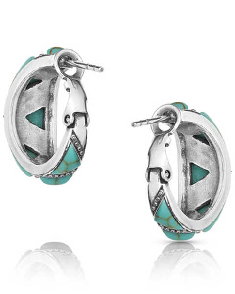 Image #2 - Montana Silversmiths Women's Turquoise Wedge Hoop Earrings, Silver, hi-res