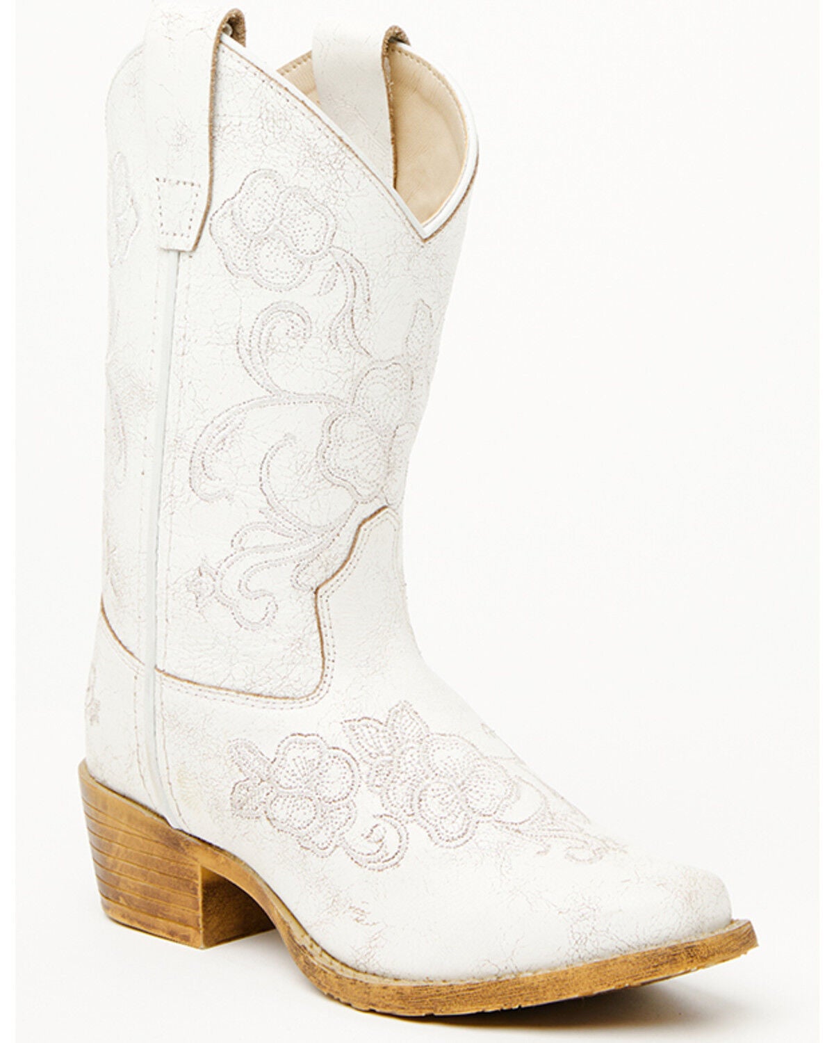 Shyanne Girls' Little Lasy Western Boots - Snip Toe, White, hi-res