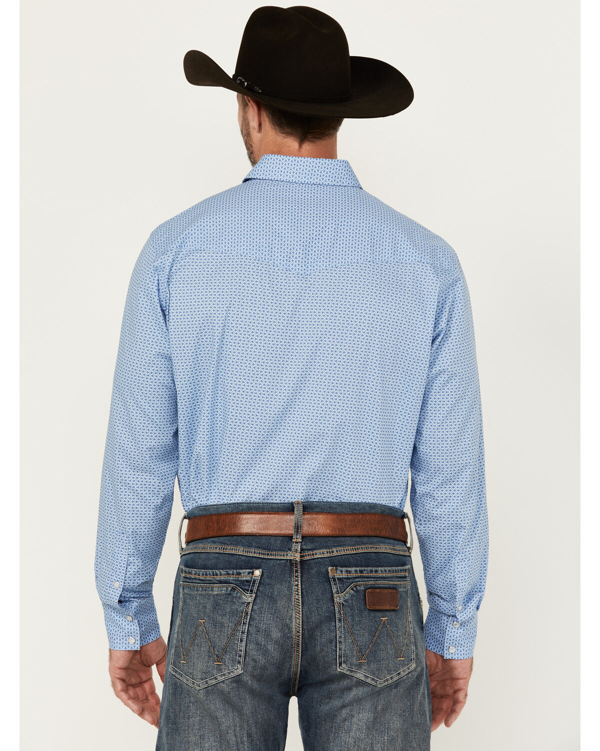 Image #4 - Wrangler 20X Men's Geo Print Long Sleeve Snap Stretch Western Shirt, Blue, hi-res