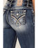 Image #2 - Miss Me Women's Dark Wash Mid-Rise Embroidered Bootcut Stretch Denim Jeans, Blue, hi-res