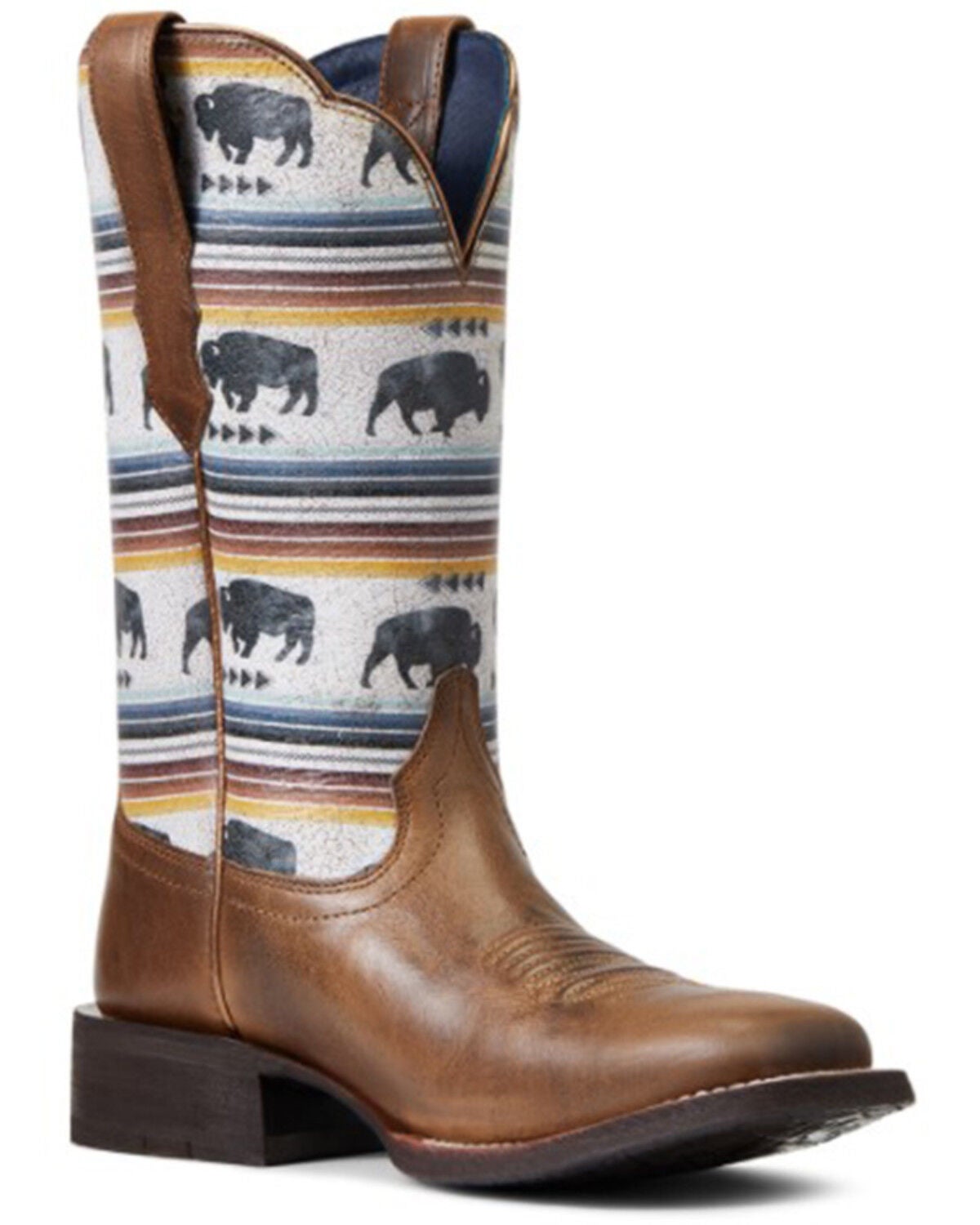 Ariat Women's Circuit Savanna Buffalo Print Western Boot - Broad Square Toe, Brown, hi-res