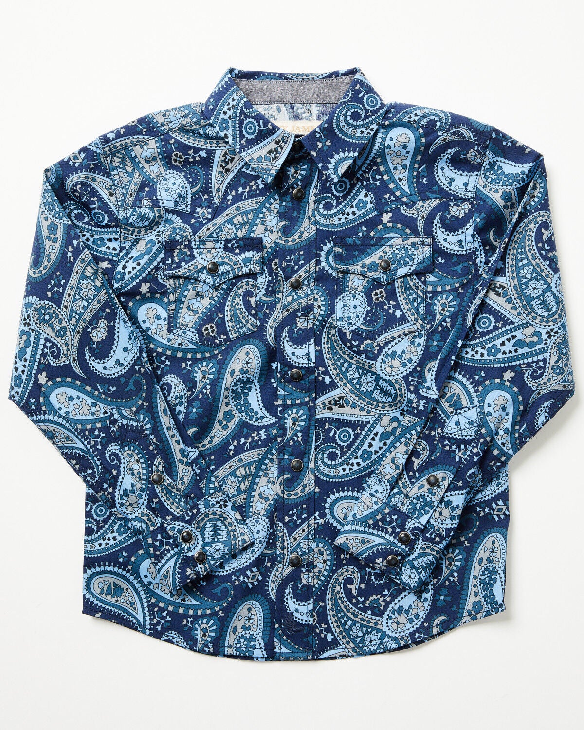 Image #1 - Cody James Toddler Boys' Westward Paisley Print Long Sleeve Snap Western Shirt, Navy, hi-res