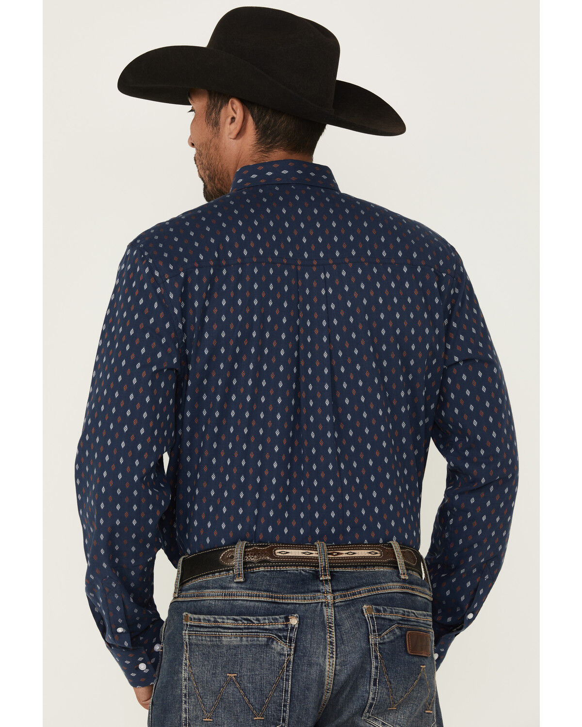 Image #4 - RANK 45® Men's Repocharge Geo Print Long Sleeve Button-Down Stretch Western Shirt, Navy, hi-res