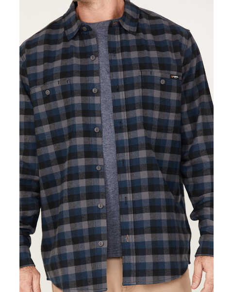 Image #3 - Hawx Men's Checker Long Sleeve Button-Down Flannel Shirt, Dark Blue, hi-res