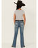 Image #1 - Shyanne Girls' Shayla Bootcut Embroidery Stretch Denim Jeans, Medium Wash, hi-res