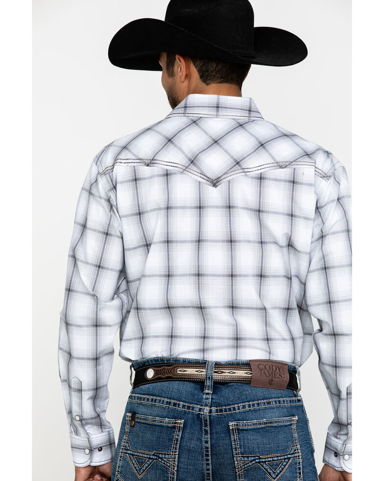 Rough Stock By Panhandle Men's Haverhill Ombre Plaid Long Sleeve Western Shirt , White, hi-res