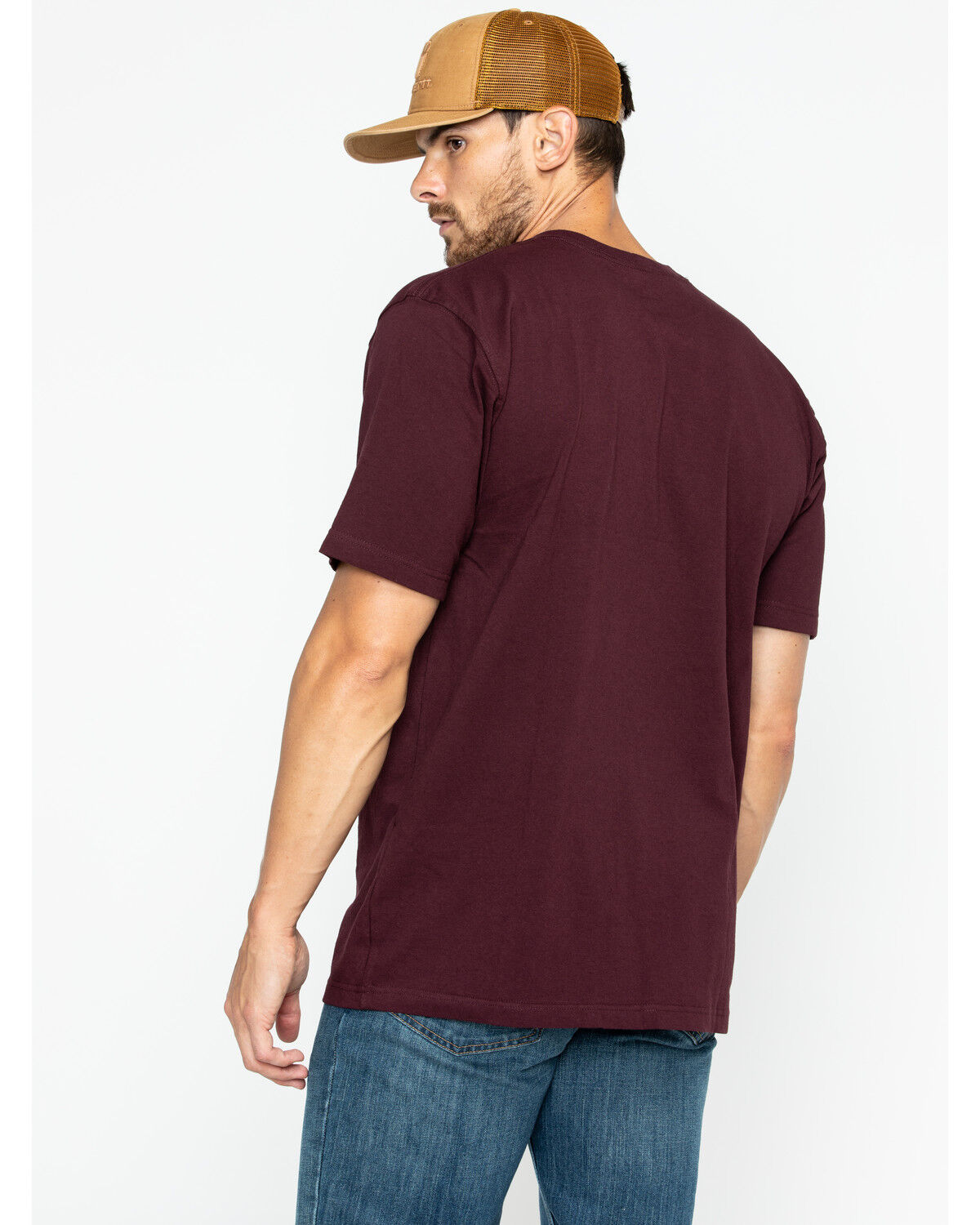 Image #2 - Carhartt Men's Loose Fit Heavyweight Logo Pocket Work T-Shirt, Port, hi-res