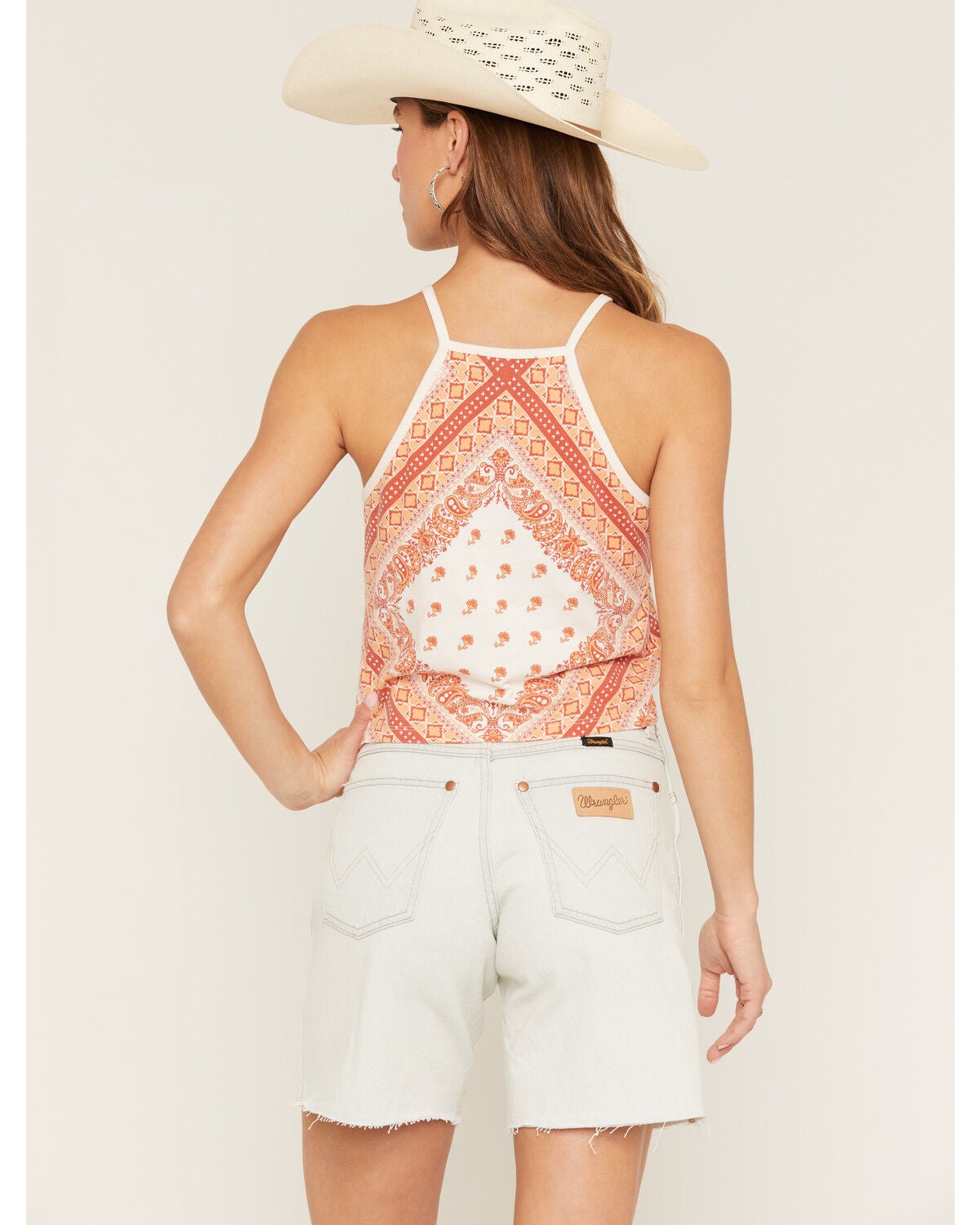 Image #4 - Rock & Roll Denim Women's Bandana Print Tank Top, Orange, hi-res