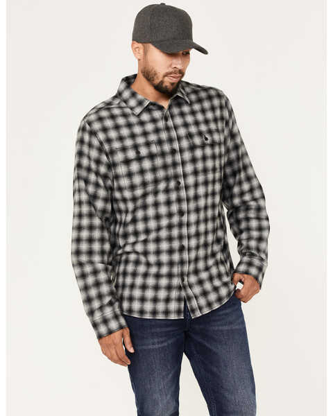 Image #1 - Brothers and Sons Men's Everyday Plaid Button Down Western Flannel Shirt , Black, hi-res