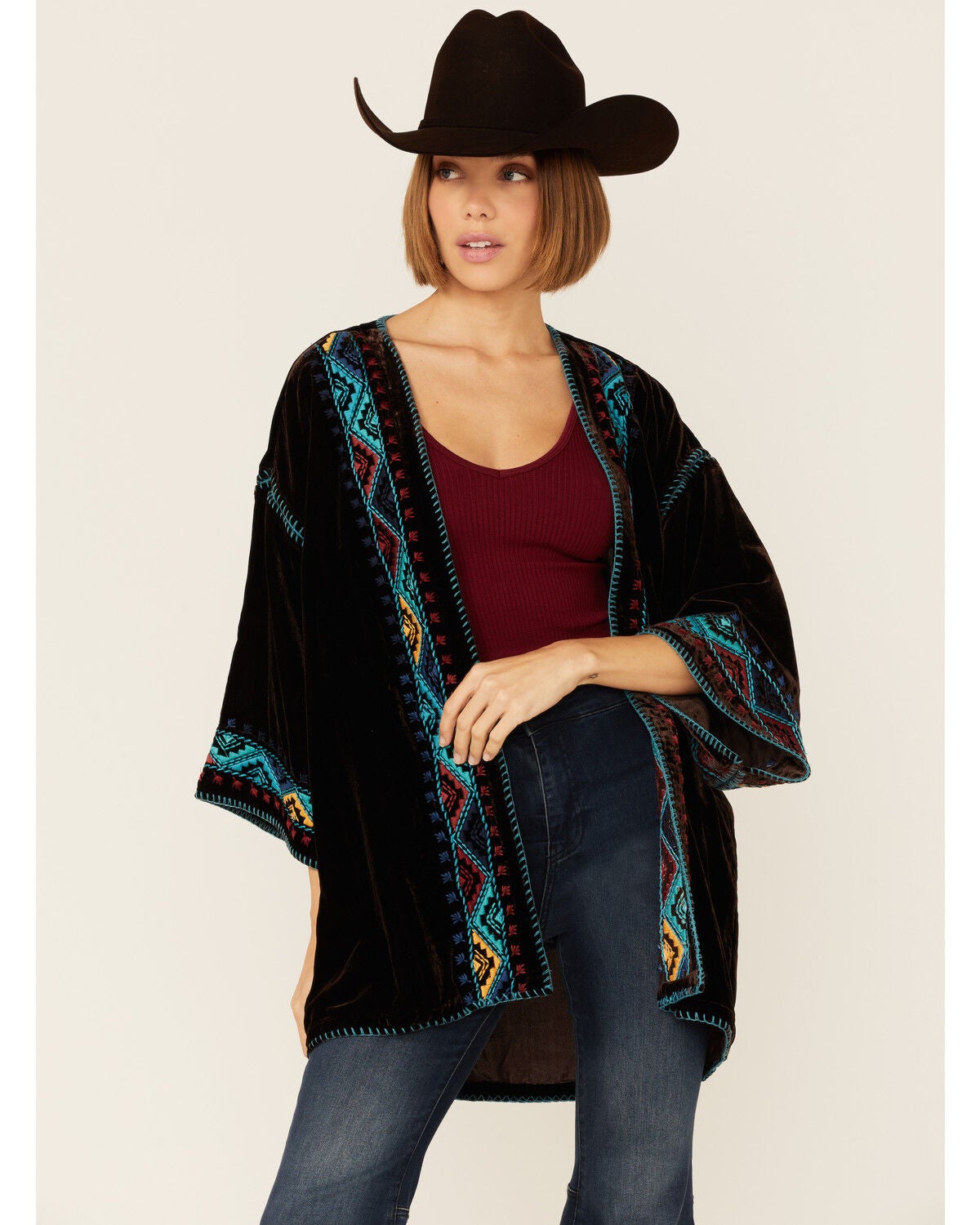 Tasha Polizzi Women's Baldwin Kimono Cardigan, Brown, hi-res