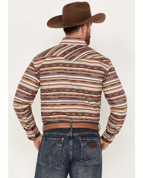 Image #4 - Rough Stock by Panhandle Southwestern Striped Long Sleeve Western Pearl Snap Shirt, Brown, hi-res