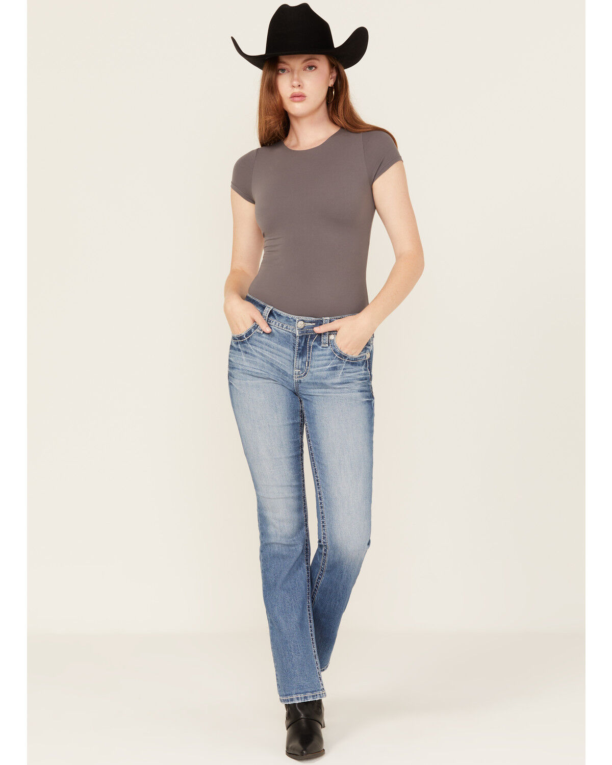 Image #3 - Miss Me Women's Medium Wash Dream Catcher Embroidered Mid Rise Bootcut Stretch Denim Jeans, Medium Wash, hi-res