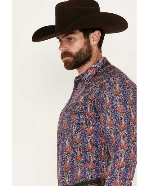 Image #2 - Cody James Men's Jefferson Paisley Print Long Sleeve Snap Western Shirt, Navy, hi-res