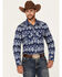 Image #1 - Rock & Roll Denim Men's Southwestern Print Long Sleeve Pearl Snap Stretch Western Shirt, Blue, hi-res