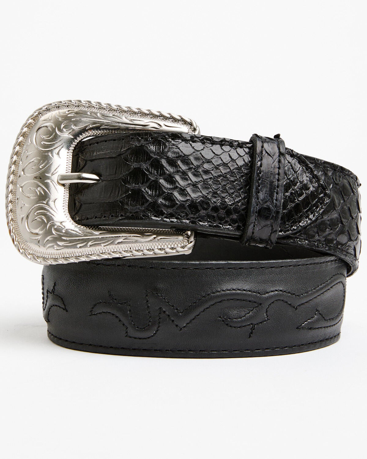 Shyanne Women's Raven Exotic Python Billet Belt, Black, hi-res