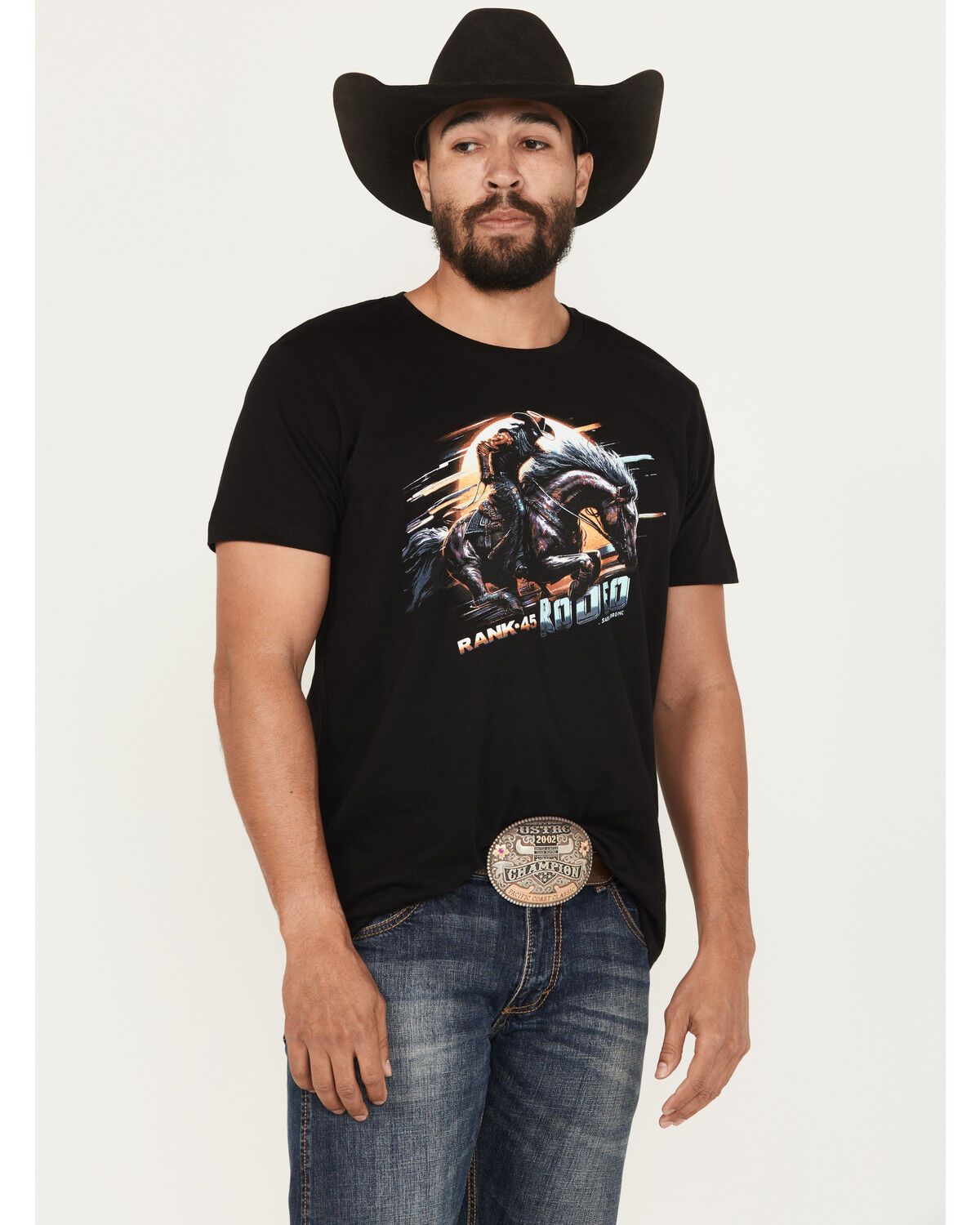 Image #1 - RANK 45® Men's Bronc Lightning Short Sleeve Graphic T-Shirt, Black, hi-res