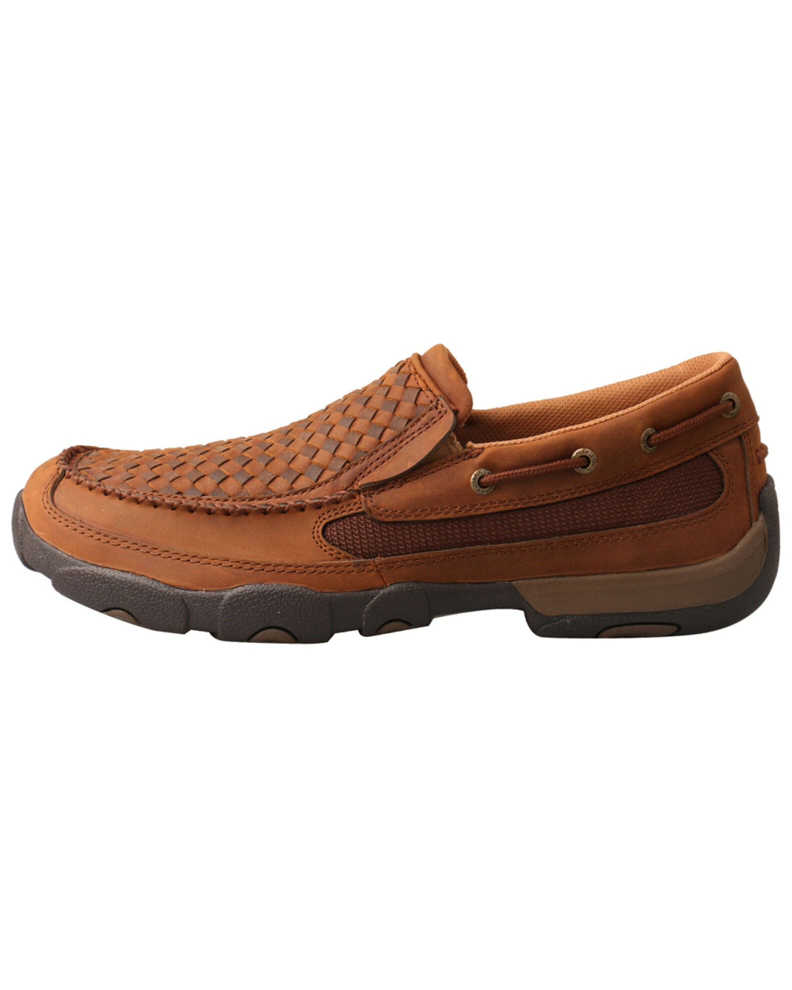 Image #3 - Twisted X Men's Basket Weave Slip-On Shoes - Moc Toe, Brown, hi-res