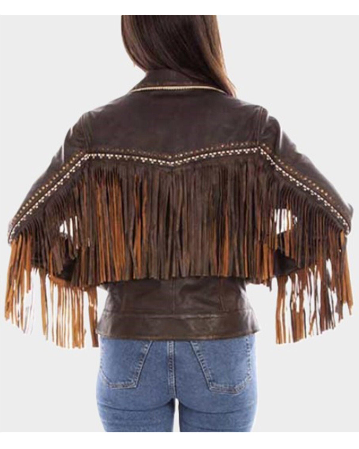 Image #2 - Scully Women's Fringe Leather Jacket, Chocolate, hi-res