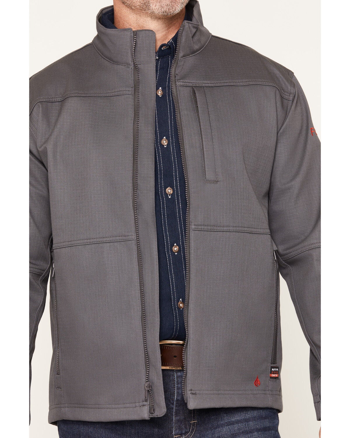 Image #3 - Forge Workwear Men's FR Ripstop Jacket, Grey, hi-res