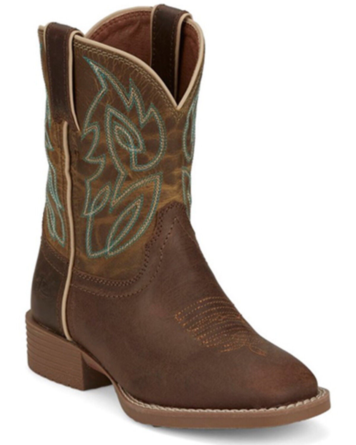 Justin Boys' Canter Western Boots - Broad Square Toe, Brown, hi-res