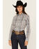 Image #1 - Shyanne Women's Plaid Print Long Sleeve Button-Down Stretch Western Shirt, Slate, hi-res
