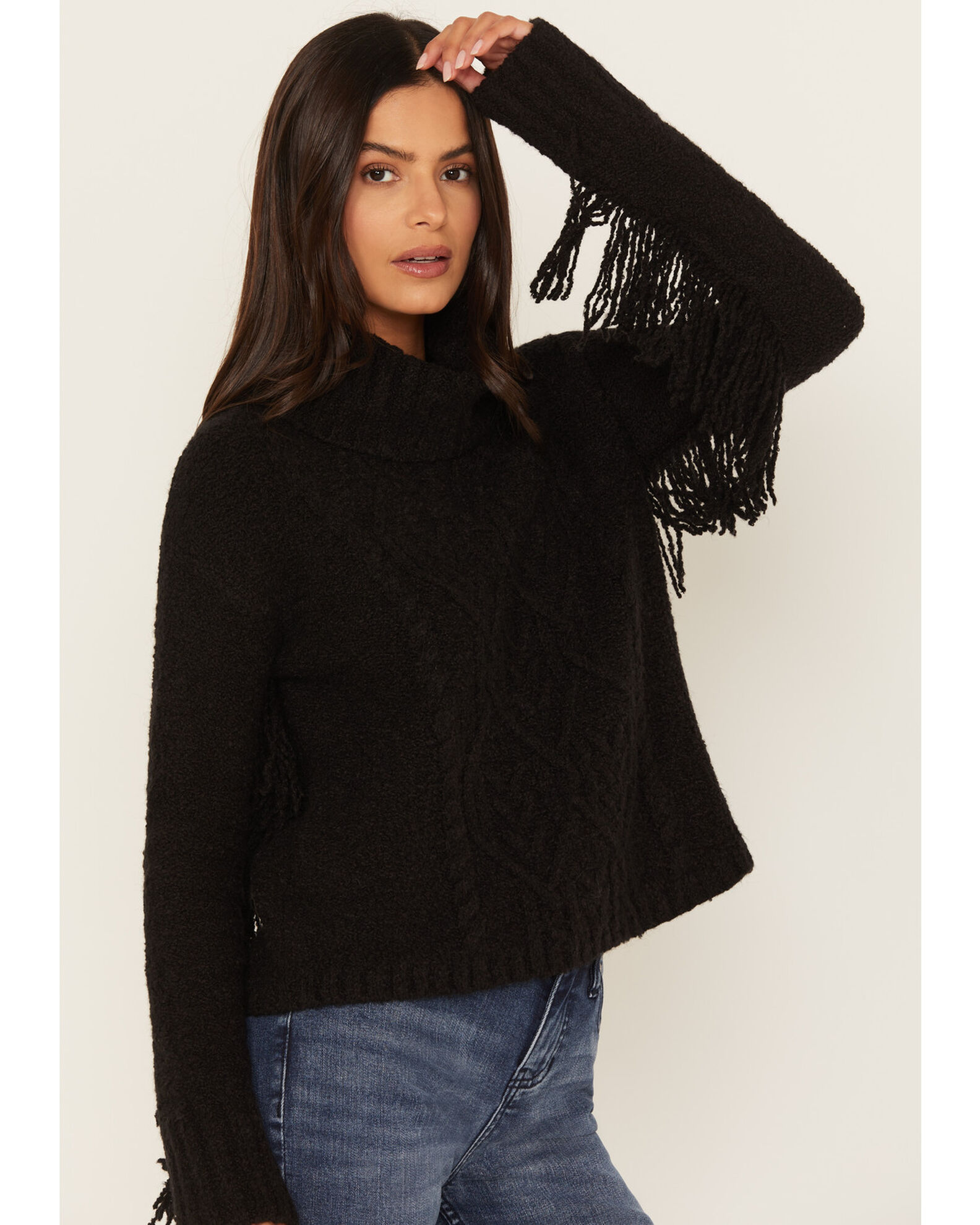 Black fringe outlet sweater women's