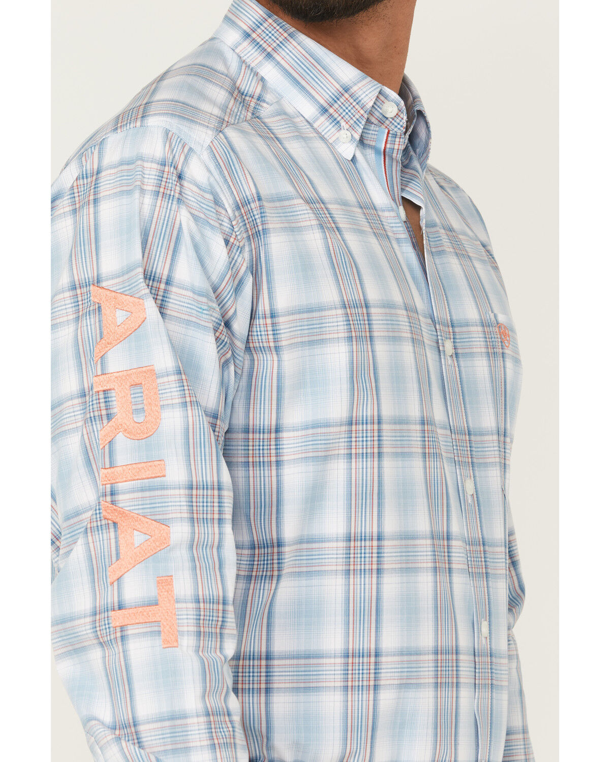 Image #3 - Ariat Men's Pro Series Team Finnegan Plaid Print Long Sleeve Button-Down Western Shirt, Blue, hi-res