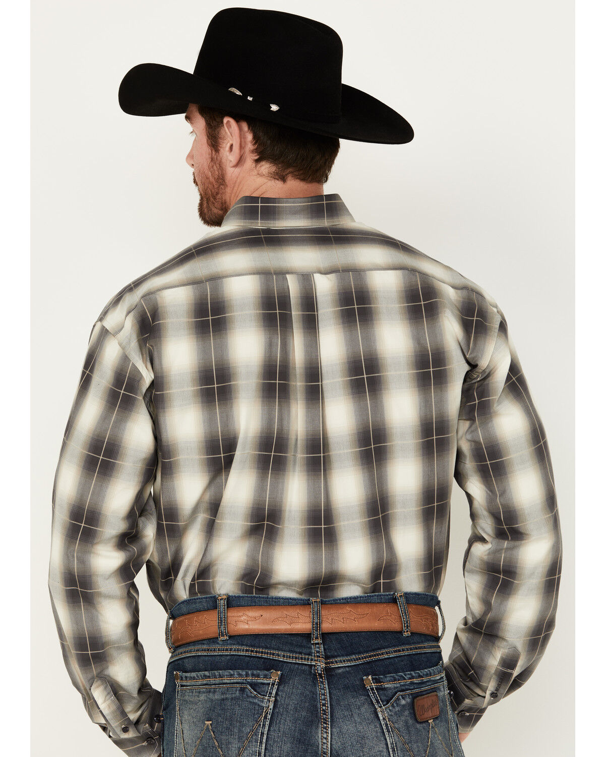 Image #4 - Stetson Men's Plaid Print Long Sleeve Button-Down Western Shirt, Dark Green, hi-res