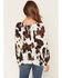 Image #4 - Wild Moss Women's Cow Print Long Sleeve Peasant Top, Brown, hi-res