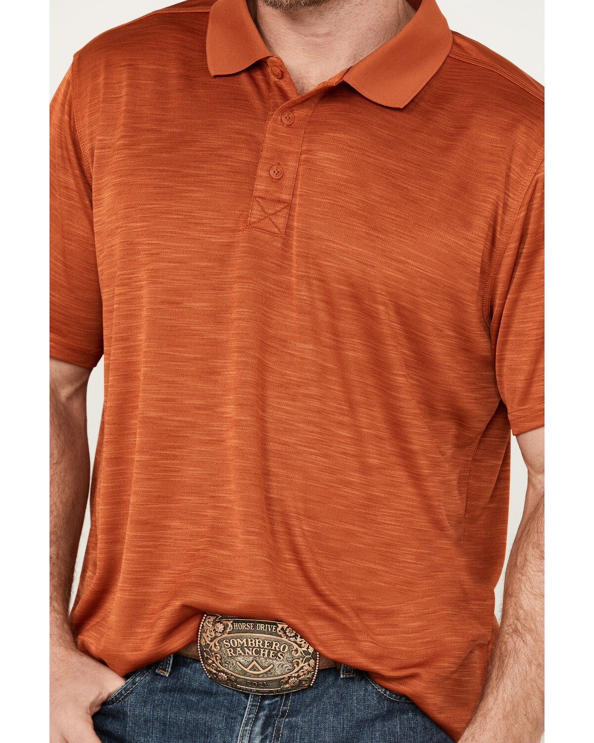 Image #3 - RANK 45® Men's Hardin Western Polo, Brown, hi-res