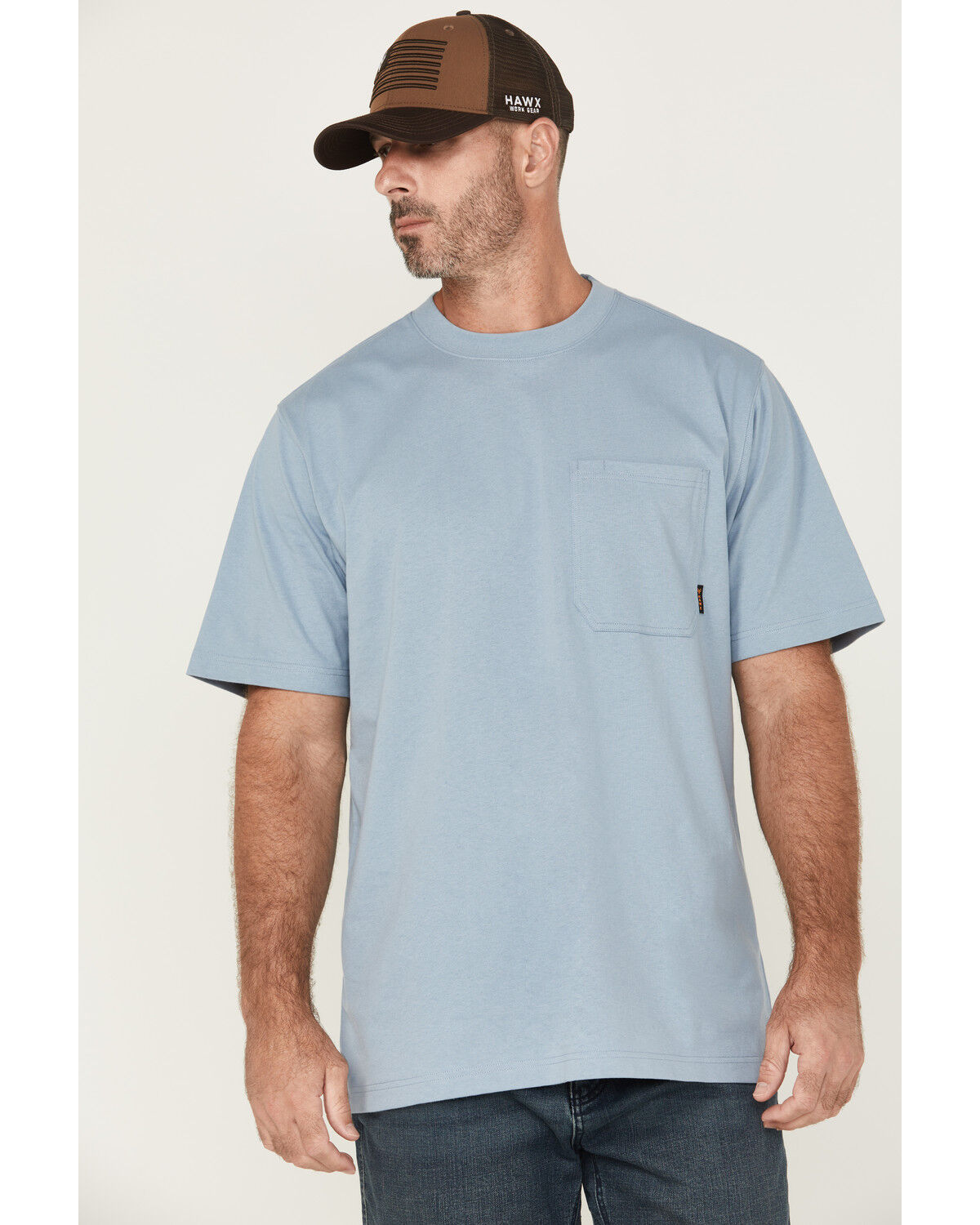 Image #1 - Hawx Men's Forge Solid Short Sleeve Work T-Shirt, Light Blue, hi-res