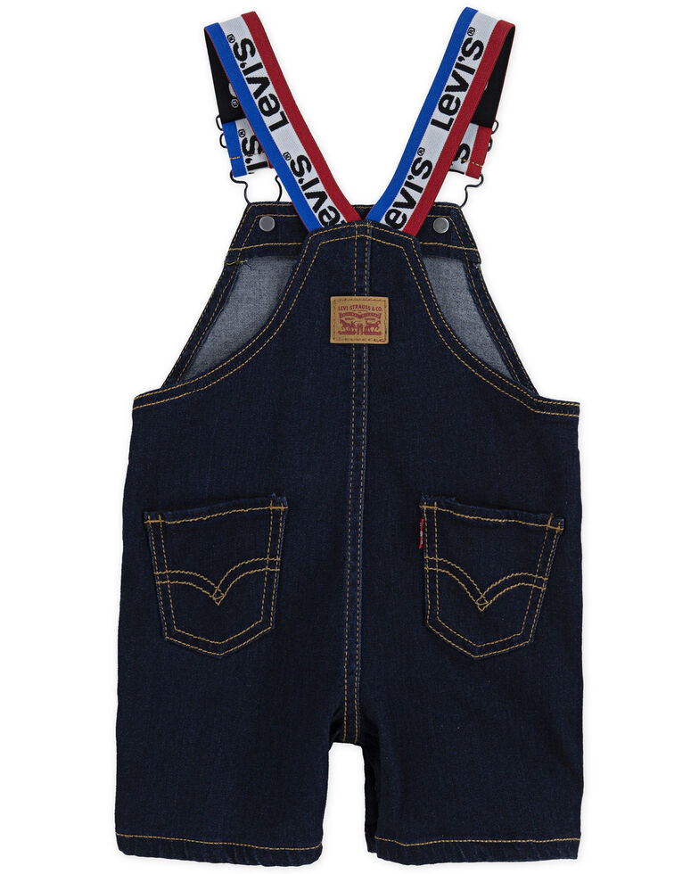 Levi's Infant Boys' Dark Wash Stripe Strap Overalls , Dark Blue, hi-res